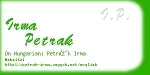 irma petrak business card